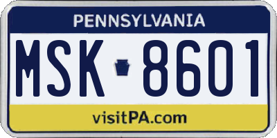 PA license plate MSK8601