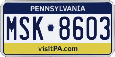 PA license plate MSK8603