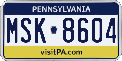 PA license plate MSK8604