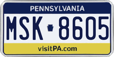PA license plate MSK8605