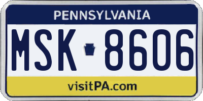 PA license plate MSK8606