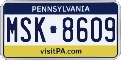 PA license plate MSK8609