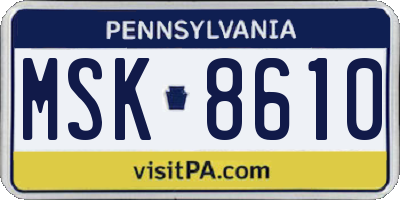 PA license plate MSK8610