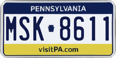 PA license plate MSK8611