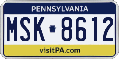 PA license plate MSK8612