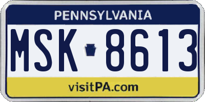 PA license plate MSK8613
