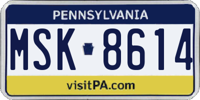 PA license plate MSK8614