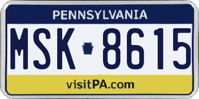 PA license plate MSK8615