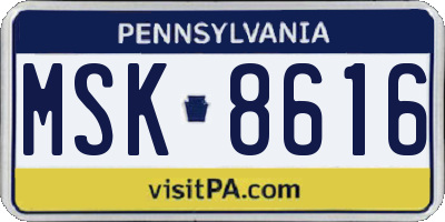 PA license plate MSK8616