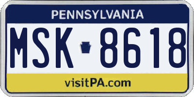 PA license plate MSK8618
