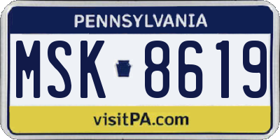 PA license plate MSK8619