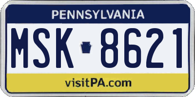 PA license plate MSK8621