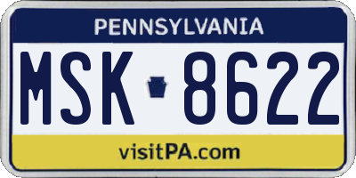 PA license plate MSK8622