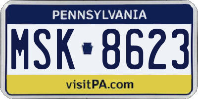 PA license plate MSK8623