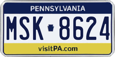 PA license plate MSK8624