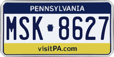 PA license plate MSK8627