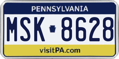 PA license plate MSK8628