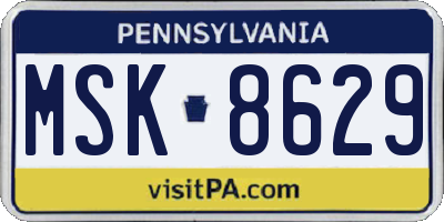 PA license plate MSK8629