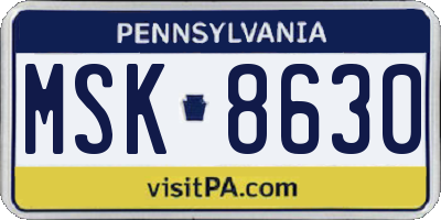 PA license plate MSK8630