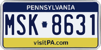 PA license plate MSK8631