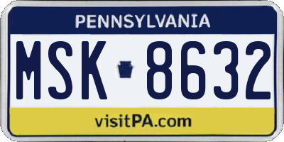 PA license plate MSK8632