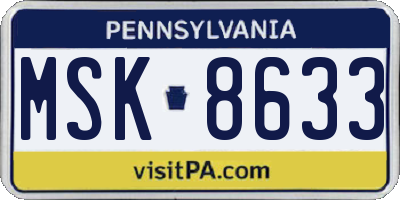 PA license plate MSK8633