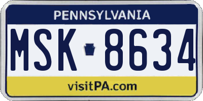 PA license plate MSK8634