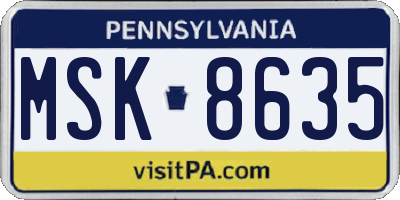 PA license plate MSK8635