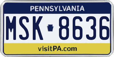 PA license plate MSK8636