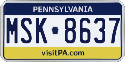 PA license plate MSK8637