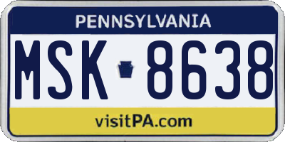 PA license plate MSK8638