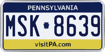 PA license plate MSK8639