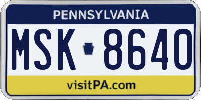 PA license plate MSK8640
