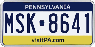 PA license plate MSK8641