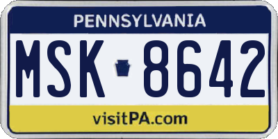 PA license plate MSK8642