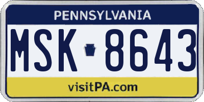 PA license plate MSK8643