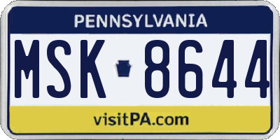 PA license plate MSK8644