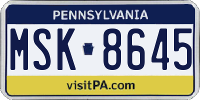PA license plate MSK8645