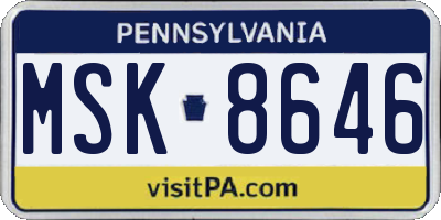 PA license plate MSK8646