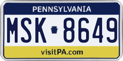 PA license plate MSK8649