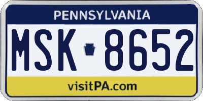 PA license plate MSK8652