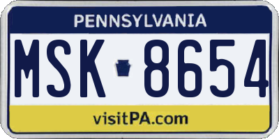 PA license plate MSK8654