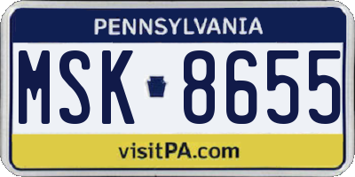 PA license plate MSK8655