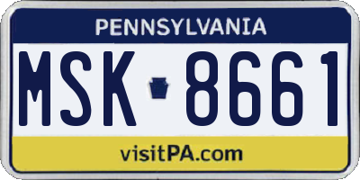 PA license plate MSK8661