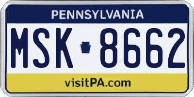 PA license plate MSK8662