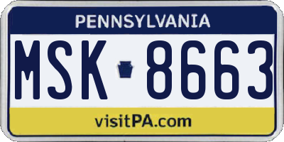 PA license plate MSK8663