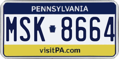 PA license plate MSK8664