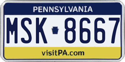 PA license plate MSK8667