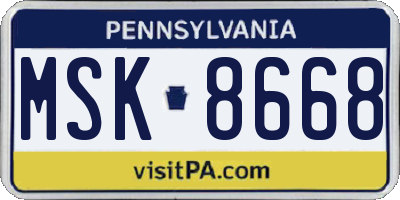 PA license plate MSK8668