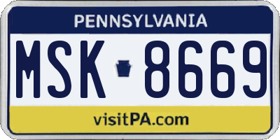 PA license plate MSK8669
